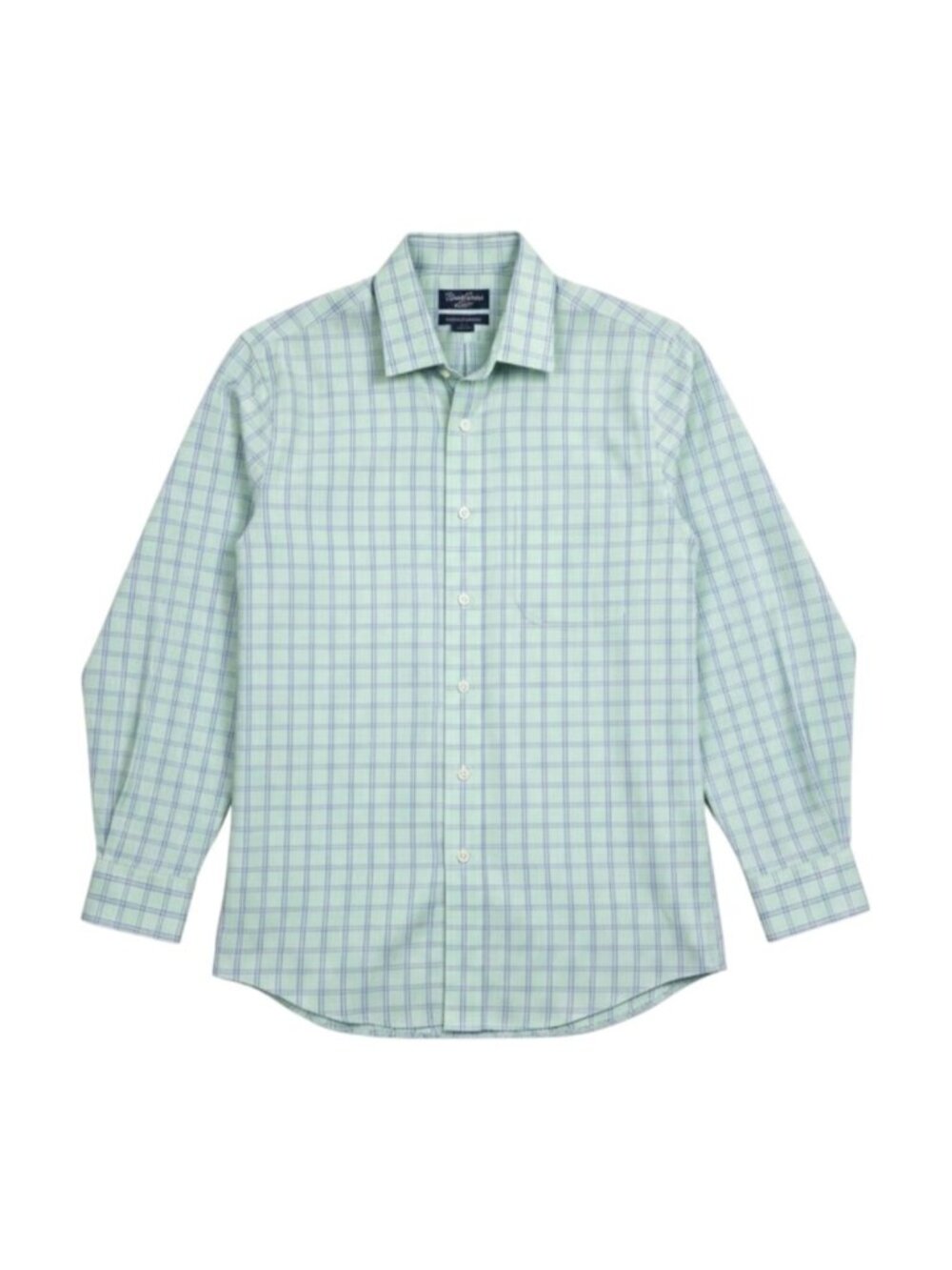 Brooks Brothers Non-Iron Dress Shirt Mint Green Blue Check Men’s 16-35 Cotton
